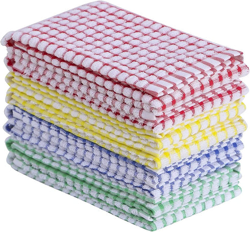 Oeleky Dish Towels for Kitchen 15x26 Inches, Pack of 8 Cotton Kitchen Towels for Drying Dishes, Absorbent Bar Mop Towels (Multi, 15x26 inches)