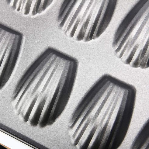 2 Pack Madeleine Pan, OAMCEG 12 Cavity Heavy Duty Shell Shape Baking Mold Nonstick Cookie/Cake/Scone Pan Whoopie Pie Pan with a Silicone Brush for Oven Baking