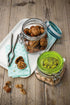 Bormioli Rocco Fido Square Jar with Blue Lid, 67.5-Ounce