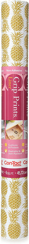 Con-Tact Brand Grip Prints Non-Adhesive Non-Slip Counter Top, Drawer/Shelf Liner, 18" x 4', Gold Pineapple