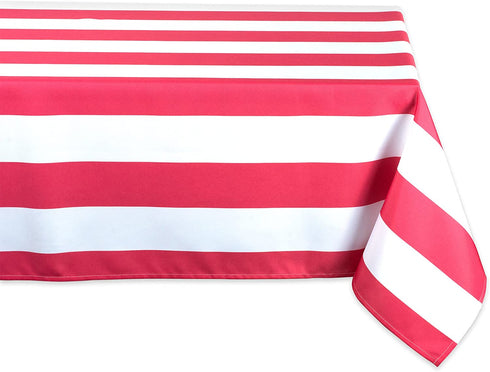 DII Cabana Stripe Outdoor Tabletop Collection, Stain/Wrinkle Resistant & Waterproof, 60x84 Rectangle Tablecloth, Coral
