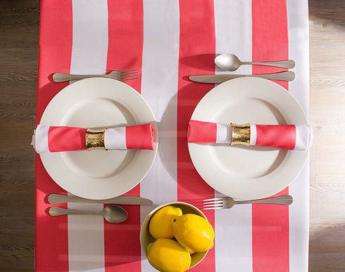 DII Cabana Stripe Outdoor Tabletop Collection, Stain/Wrinkle Resistant & Waterproof, 60x84 Rectangle Tablecloth, Coral