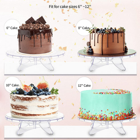 NWK 12inch Lighted Clear Cake Stand Plate Holder with String Lights Fit for 6inch, 8 inch, 10 inch, 12 inch Cakes for Wedding Birthday Thanksgiving Christmas New Year Party