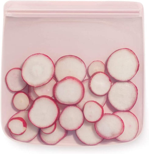W&P Porter Sandwich Bag 100% Silicone Reusable Food Storage Bag | 34 oz Flat - Blush | Cook, Store, or Freeze | Easy Cleaning, Dishwasher-Safe