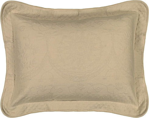 HISTORIC CHARLESTON King Charles Classic European Matelasse Cotton Decorative Pillow Case, King Sham (20" x 36"), Birch