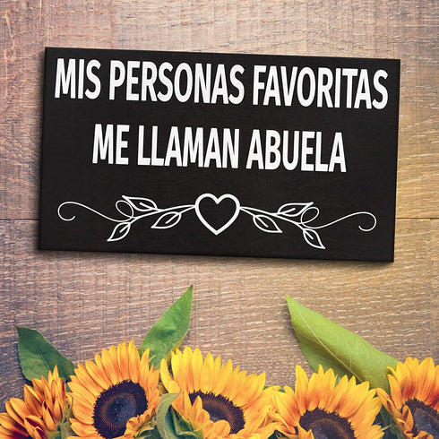 JennyGems Gifts for Abuela, Abuela Gifts from Granddaughter Grandson, Mis Personas Favoritas Me Llaman Abuela Wooden Sign, Regalo Para Abuela, Abuela Gifts for Christmas, Grandma Birthday Gifts