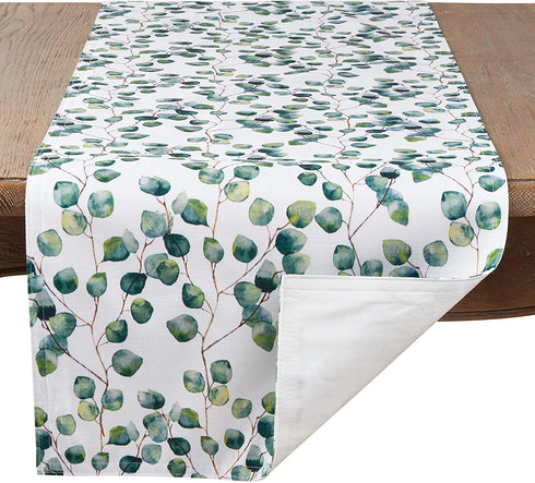 SARO LIFESTYLE Eucalipto Collection Eucalyptus Leaf Table Runner, 16" x 72"
