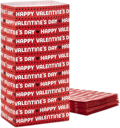 Hallmark Valentines Party Favor and Wrapped Treat Bags (15 Ct, Red, Happy Valentine's Day) for Classroom Parties, Sack Lunches and More, Small