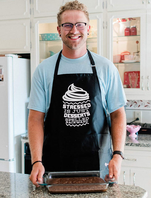 ApronMen, Stressed Desserts BBQ Grill Adjustable Apron for Men, One Size