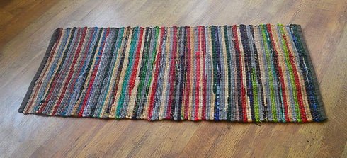 Chardin Home - Eco Friendly 100% Recycled Cotton Colorful Chindi Runner Area Rug - 2'x5'