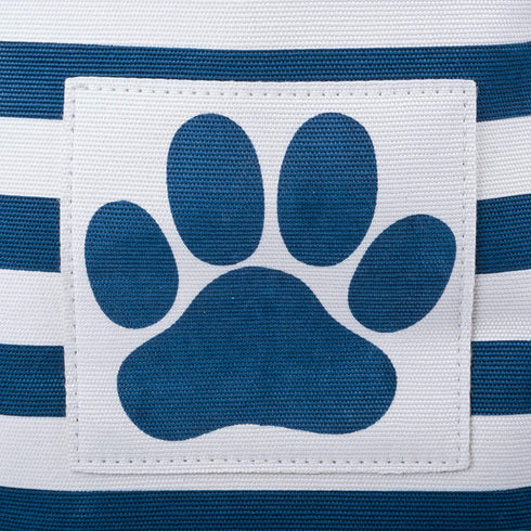 Bone Dry Pet Storage Collection Striped Paw Patch Bin, Large Round, Navy