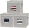 SimpleHouseware 3-Pack 12-Inch Cubic Storage Basket w/ Lid, Window and Side Handles, Grey
