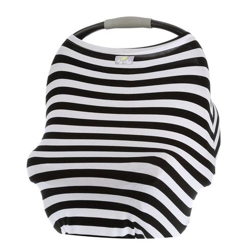 Itzy Ritzy 4-in-1 Nursing Cover, Car Seat Cover, Shopping Cart Cover and Infinity Scarf Breathable, Multi-Use Mom Boss Breastfeeding Cover, Car Seat Canopy, Cart Cover & Scarf, Black & White Stripe