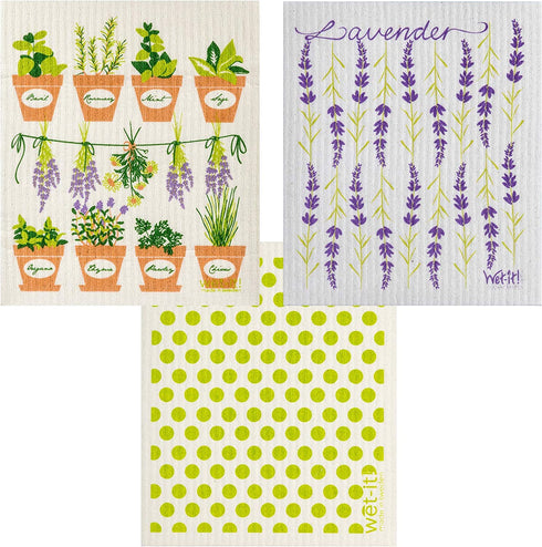 Wet-It! Swedish Dishcloth Set (Herbs Set of 3)