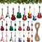 Purpeak 24 Pieces Christmas Guitar Ornaments Christmas Wooden Guitar Model Xmas Tree Guitar Hanging Decorations Christmas Wood Musical Instrument Ornaments for Christmas Party Home Wall Decor Supplies