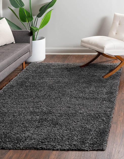 Unique Loom Davos Collection Modern Luxuriously Soft & Cozy Shag Area Rug, 2 ft 2 in x 3 ft, Peppercorn