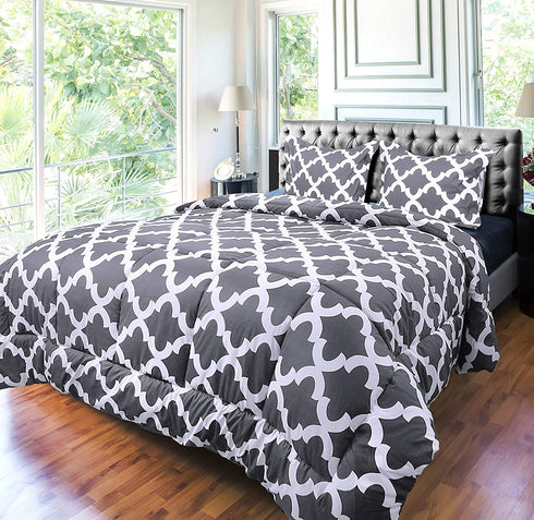 Utopia Bedding Printed Comforter Set (Full, Grey) with 2 Pillow Shams - Luxurious Brushed Microfiber - Down Alternative Comforter - Soft and Comfortable - Machine Washable