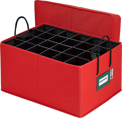 Christmas Ornament Storage Container Box Heavy Duty, Premium Quality Storage Bins - Convenient Durable, 3 Individual Trays Fits Up to 72 - 3? Ornaments Adjustable Cells