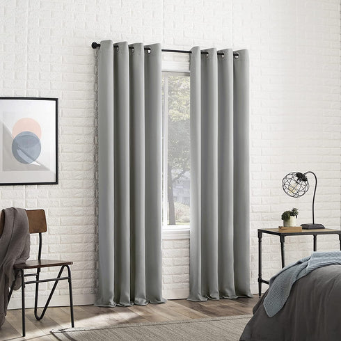 Sun Zero Soho 2-pack Blackout Energy Efficient Grommet Curtain Panel Pair, 54" x 108", Silver