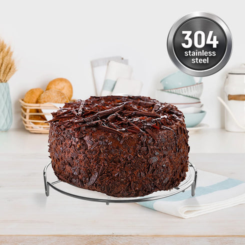 KITCHENATICS Round Cooling Racks - 100% Stainless Steel Circle Roasting Rack, Steamer Insert, Baking Rack for Round Cake Pans, Air Fryer, Instapot, Steamer Rack - Oven Safe - 7.5?, 9? & 10.5? (3 PCS)