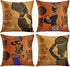 Emvency Set of 4 Throw Pillow Covers Retro Abstract Black and Brown Basket Zebra Giraffe African Women Ethnic Tribe Decorative Pillow Cases Home Decor Standard Square 18x18 Inches Pillowcases