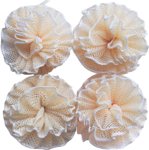 Super Exfoliating Home Spa Weave Loofah Shower Sponge Pouf Mesh Brush - Bath Spa Puff Scrubber Ball - Face Body Poof - Rich Foams Bubble?4.7" Each? Pack of 4