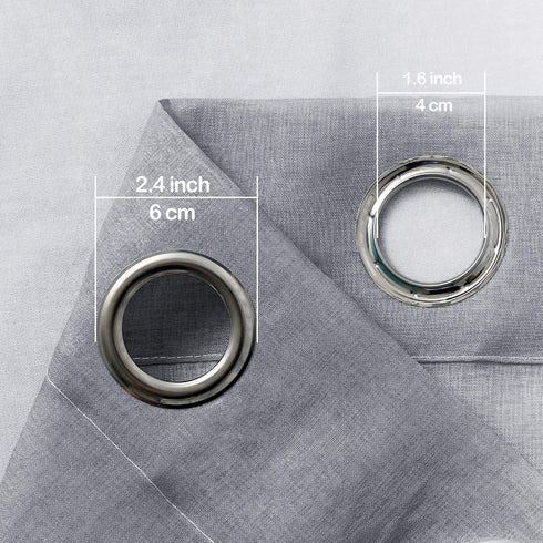 Hiasan Grey Ombre Sheer Curtains for Living Room - Faux Linen Voile Gradient Grommet Window Curtains for Bedroom, Set of 2 Panels, 52 x 84 Inches Long