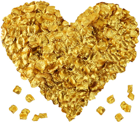 2000 Pcs Artificial Flower Petals Silk Rose Petals Decorations for Weddings,Romantic Night,Party, Table, Dining Room, Valentine's Day Flower Decor (Gold, 2000)