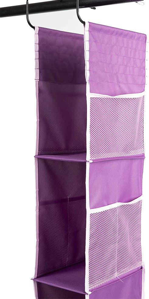 Mind Reader 3 Adjustable, Sturdy and Compact, Locker or Closet Organizer, 6" L x 9" W x 37" H, Hangs from Shelf, Hooks or Rod to Create Storage Space, Pink
