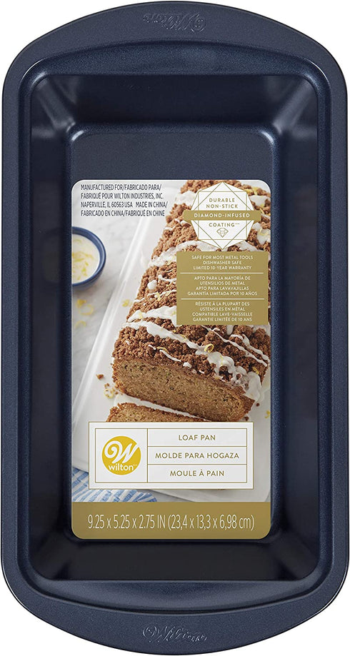 Wilton Non-Stick Diamond-Infused Navy Blue Loaf Baking Pan, 9 x 5-inch