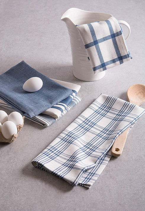 DII Assorted Woven, Kitchen Dishtowel Set, 18x28, Stone Blue, 5 Piece