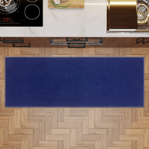 Sweet Home Stores Sweethome Collection Solid Design Rubberback Runner Rug, 2'3" x 6', Navy