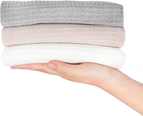 First Landings Baby Wrap | Set of 3 Premium Knit Wraps | Newborn Photography Props for Boy or Girl Photoshoot | Unisex Newborn Receiving Blankets or Baby Swaddle Wrap