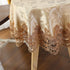 QsyyHome Jacquard Gold Small Round Lace Embroidery Tablecloth End Side Card Table Cover Kitchen Dining Room Tabletop Decorations 35 inch