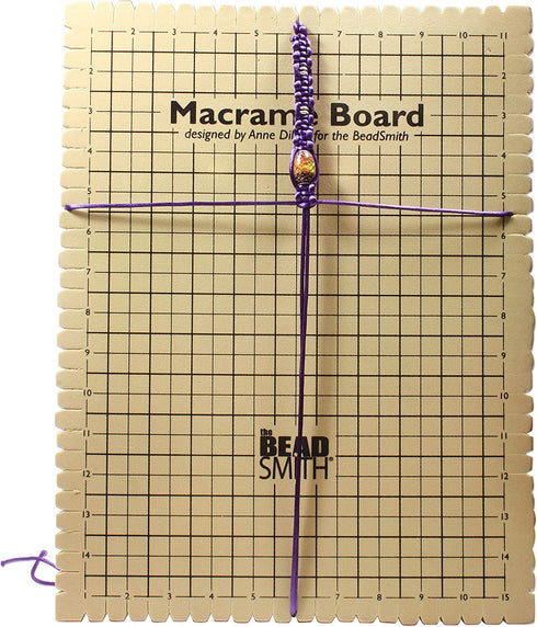 The Beadsmith Macrame Board, 11.5 x 15.5 inches, 0.5-inch-Thick Foam, 10x14" Grid for Measuring, Bracelet Project with Instructions Included, Create Macrame and Knotting Creations