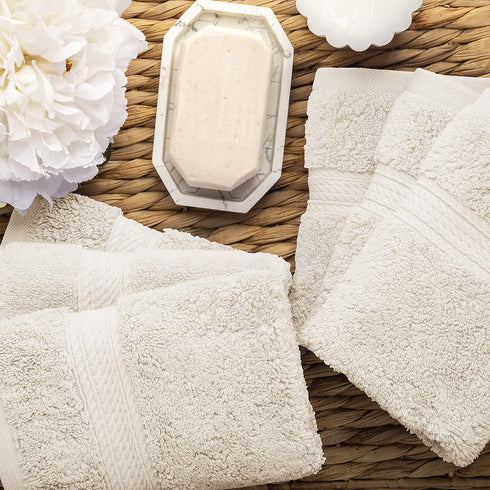 SUPERIOR Solid Egyptian Cotton 6-Piece Face Towel Set, Cream, 900GSM FACE CR