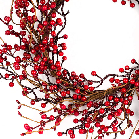 18 inches Christmas Wreath Winter Wreath for Front Door Red Berry Wreath for Wall and Window Decorations