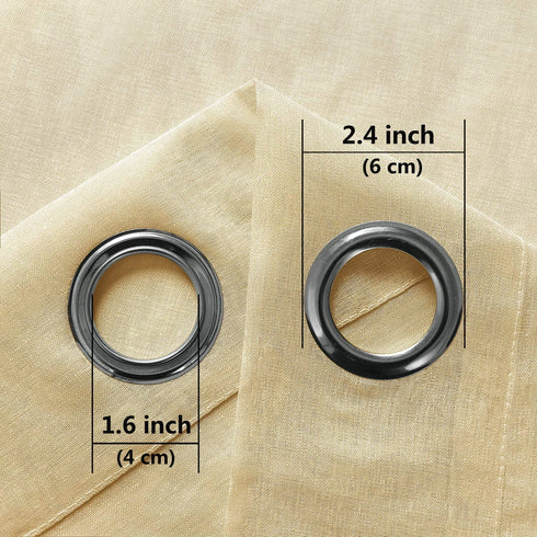 DWCN Beige Sheer Curtains for Living Room Bedroom - Faux Linen Look Voile Drapes Grommet Top Window Curtain Panel 46 x 54 Inch Length, Set of 2 Panels