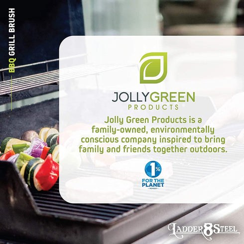 Jolly Green Products 4-in-1 Grill Brush and Scraper, Steel Bristles, Grill Cleaner with 18-Inch Handle, Will Not Scratch or Damage Grate, Perfect BBQ Grilling Gifts for Men