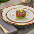 Laura Stein Designer Dinnerware Set | 32 Disposable Plastic Party Plates | Plates with Burgandy Rim & Gold Accents | Includes 16 x 10.75" Dinner Plates + 16 x 7.5? Salad Plates | Venetian