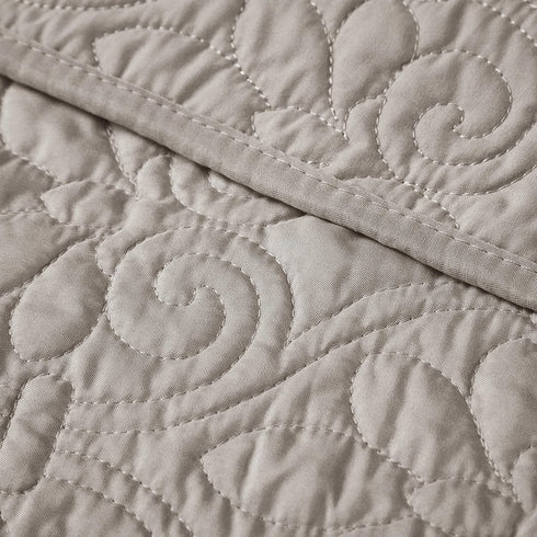 Madison Park Quebec Luxury Oversized Quilted Throw Khaki 60x70 Premium Soft Cozy Microfiber With Cotton Fill For Bed, Couch or Sofa
