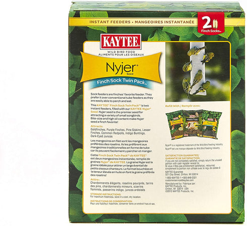 Kaytee Wild Bird Food Nyjer® Seed Finch Sock Twin Pack„¢ Instant Feeder 26oz
