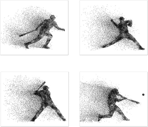 Baseball Wall Art Prints - Particle Silhouette - Set of 4 (8x10) Poster Photos - Bedroom - Man Cave Decor