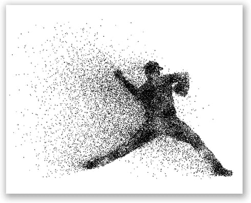 Baseball Wall Art Prints - Particle Silhouette - Set of 4 (8x10) Poster Photos - Bedroom - Man Cave Decor