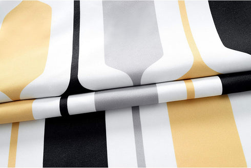 DriftAway Riley Geo Lined Window Curtain Valance Mid Century Geometric Pattern 2 Layers Rod Pocket 52 Inch by 14 Inch Plus 2 Inch Gold Black Gray
