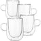 BTaT- Double Wall Glass Barrel Shape, 4 Pack, 5 oz (150 ml), Espresso Cups, Clear Espresso Cups, Glass Coffee Mugs, Clear Coffee Mug, Double Wall Glass Coffee Mugs, Latte Cup, Cappuccino Cup