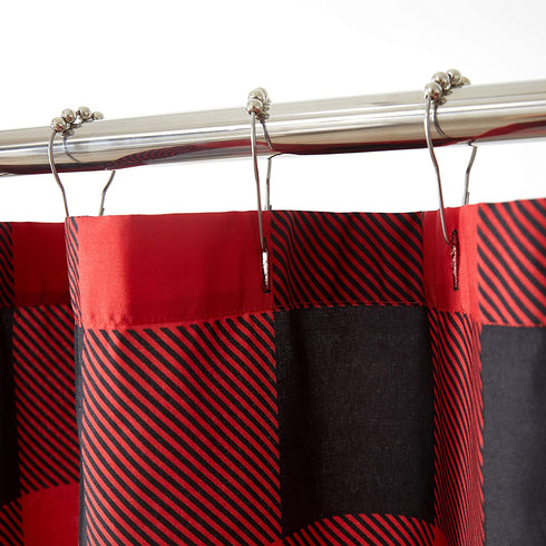 Home Spun Holiday Buffalo Check Shower Curtain, Red and Black