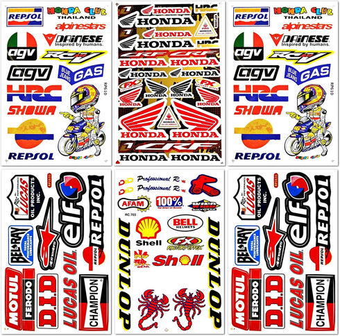 Dirt Bike MotoGP Motocross Motorcycles Bikes ATV Parts Race Accessories Sponsor Garage Toolbox Racing Motos Logo Helmet Sheet Grafitti Kit Pack 6 Vinyl Graphics Decal and Stickers Set D6722 Best4Buy