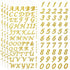 5 Sheets Graduation Cap Stickers Decoration Glitter Alphabet Letter Stickers Self-Adhesive Rhinestone Letter Number Stickers for Grad Cap Craft Decorations (Gold)