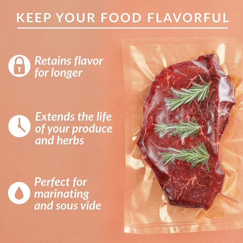 Nutri Lock Vacuum Sealer Bags - Set of 2 11x50 Inch BPA-Free Rolls - Vac Seal for Sous Vide & Meal Prep - Compatible with Foodsaver, Commercial Grade Bag